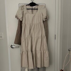 Aritzia Little Moon Cream Long Sleeve Dress